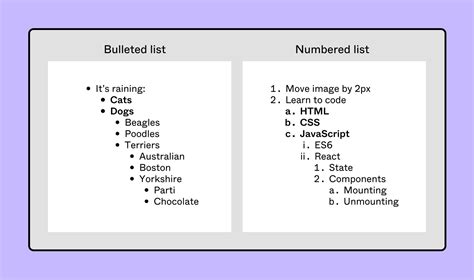 bulleted  numbered lists figma  center