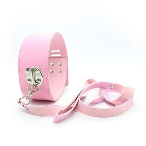 neck corset leather harness bondage pink black collar and leash sexy