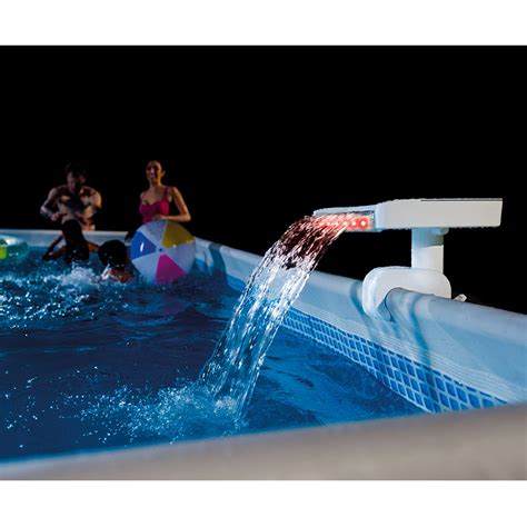 cascada de luz led multicolor  piscina elevada intex