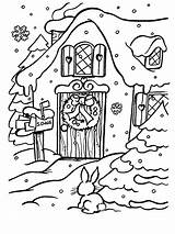 Coloring Christmas Pages Xmas House Fireplace Village Alone Printable Town Santa Sheets Houses Color Printables Kids Winter Colouring Print Worksheets sketch template