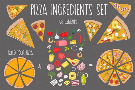 pizza ingredients set