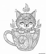 Chaton Tasse Detente Adulte Coloriages 2104 sketch template