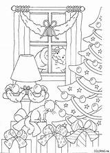 Coloring Christmas Pages Village Kids Santa Sheets Book Printable Window Claus Templates Print Windows Da Colouring Noel Color Info Natale sketch template