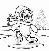 Winter Pages Coloring Color Printable Skating Penguin Coloringme Baby Donald sketch template