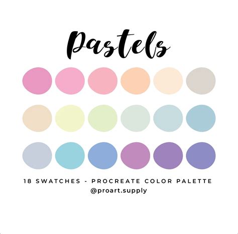bright pastel color palette procreate color palette swatches etsy