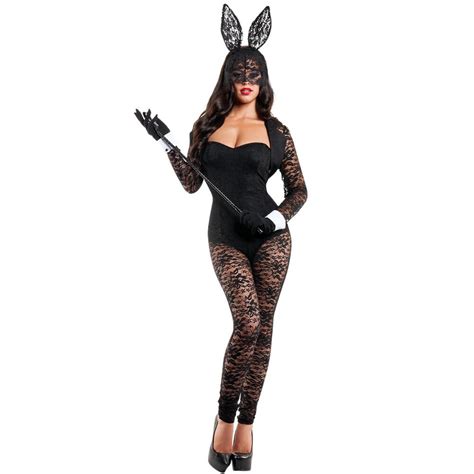 sexy lingerie black lace perspective bunny suit taste uniform role play