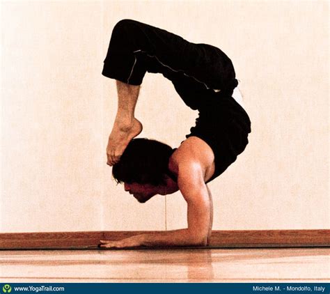 scorpion pose yoga asana image  michelemorbidelli
