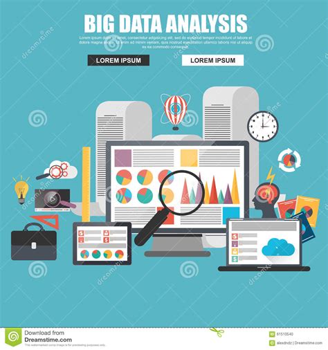 flat design concept of business big data analysis stock vector image