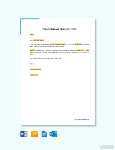 sample vacation request letters   ms word google docs