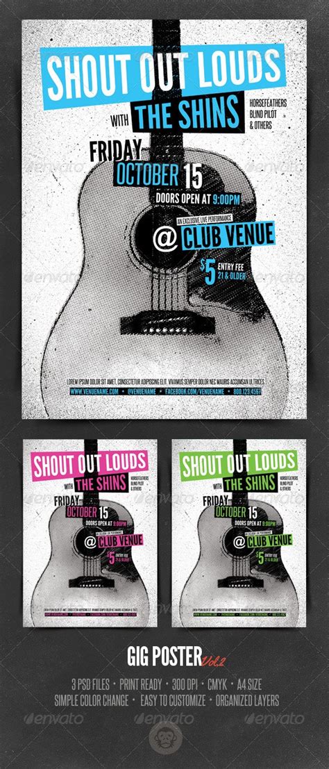 gig poster template vol  graphicmonkee graphicriver