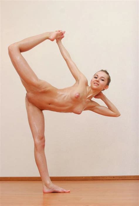 flexible nude ballerina shows body in nude ballet show