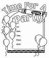 Birthday Invitations Coloring Party Pages Invitation Kids Color Time Crayola Own Cards Drawing Invite Print Activity Printable Template Templates Happy sketch template
