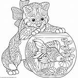 Mandala Kitten Ausmalbilder Malen Erwachsene Tiere Zentangle Goldfish sketch template