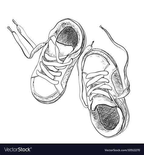 hand drawn pair kids shoes royalty  vector image