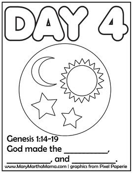 creation coloring pages  mary martha mama teachers pay teachers