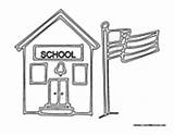School Flag Coloring Building Pages Schoolhouse Pole Colormegood sketch template