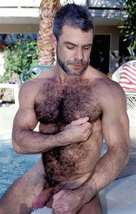 naked hairy gay bear in the pool showing his big fat cock pichunter