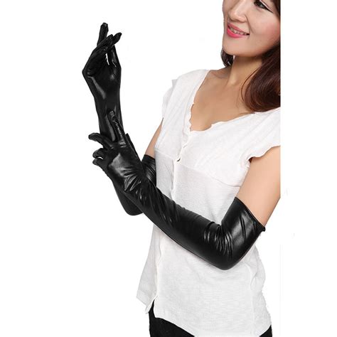 2020 Fashion Womens Sexy Faux Long Leather Gloves Fashion