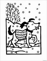 Dog Snow Pages Coloring sketch template