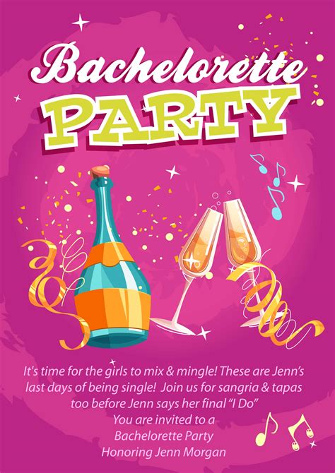 bachelorette party vector invitation template designious