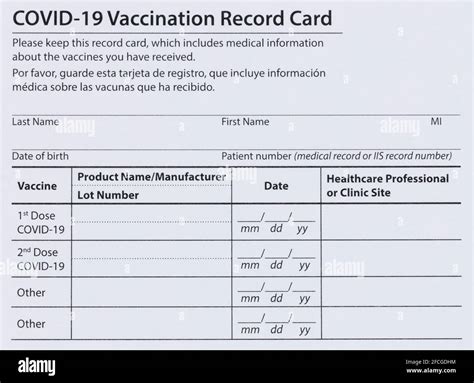 blank vaccination card  res stock photography  images alamy