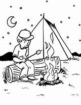 Camping Coloring Pages Camp Printable Sheet Campfire Preschool Evening Kids Fire Tent Colouring Sheets Book Place Summer Marshmallows Roasting Fun sketch template