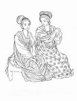 Chinese Coloring Fashion Pages Book Google Sheets Printable Dynasty Ancient sketch template
