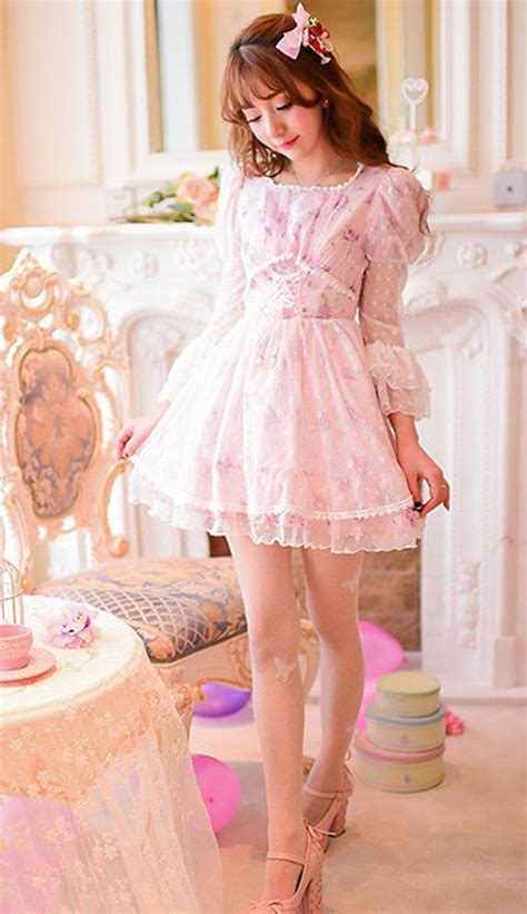 japanese sweet lace chiffon floral princess dress girly