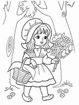 Hood Riding Red Little Coloring Pages Color Kids Print sketch template