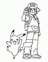 Pokemon Coloring Pages Pikachu Ash Printable Kids sketch template