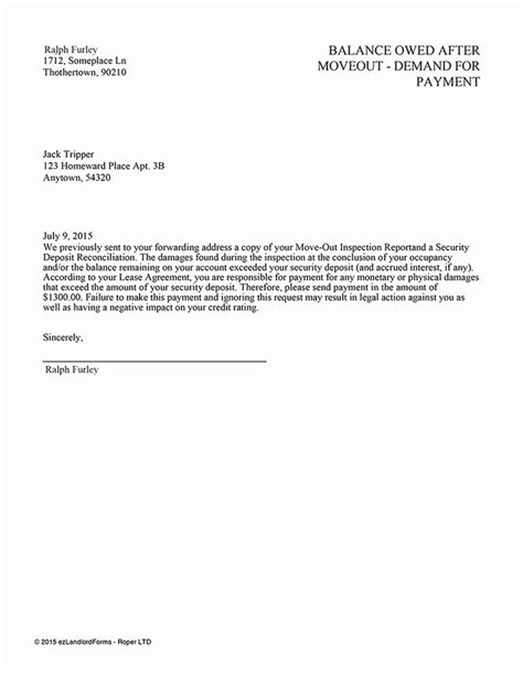 demand letter  money owed lovely letter  tenant demanding payment
