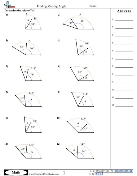 Finding Missing Angle Worksheet Angles Worksheet
