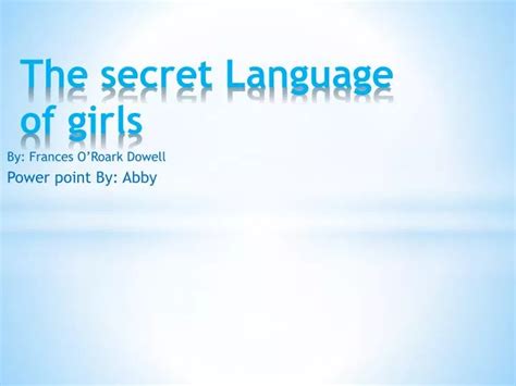 Ppt The Secret Language Of Girls Powerpoint Presentation Id 2844752
