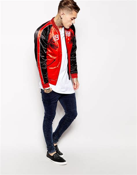 varsity style satin bomber jacket  contrast piping lupongovph