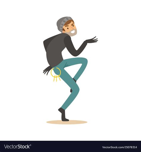 sneaking thief robbery colorful character vector image