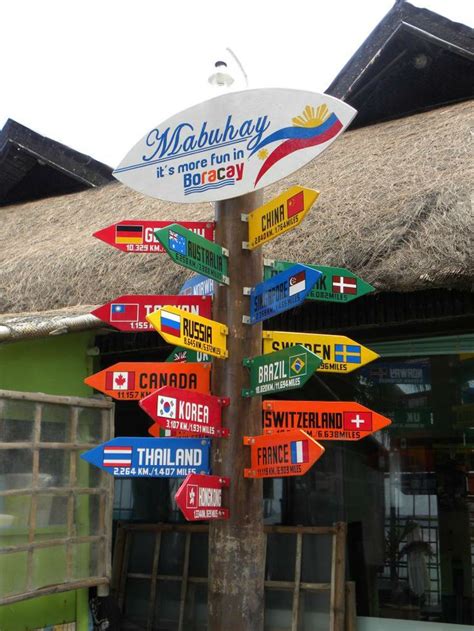 traffic signs of all the countries directions in boracay philiippines
