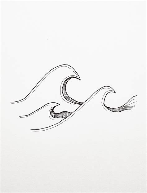 penink drawing  ocean waves tattoo design