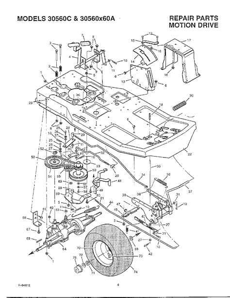 motion drive diagram parts list  model xa murray parts riding mower tractor parts