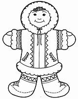 Eskimo Coloring Pages Girl Kids Inuit Cute Elf Igloo Inuits Clipart People Color Printable Colouring Preschool Bear Polar Sheets Print sketch template