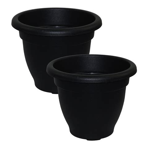 Buy 2 X Simpa® Ebony Black Round Plastic Garden Planter Indoor