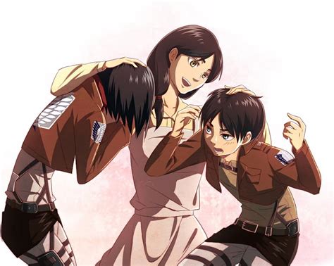 Anime Attack On Titan Carla Yeager Eren Yeager Mikasa Ackerman