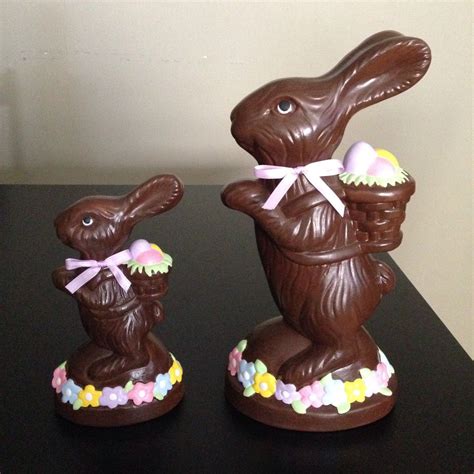 large ceramic chocolate bunny  colored easter egss  etsy chocolate bunny easter