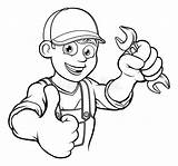 Spanner Mechanic Plumber Mechaniker Klempner Heimwerker Handyman Karikatur sketch template