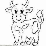 Cows Cow Coloring Pages Cute Baby Little Drawing Color Cartoon Simple Animals Print Longhorn Outline Printable Kids Animal Farm Drawings sketch template