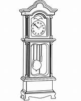 Grandfather Clock Coloring Drawing Template sketch template