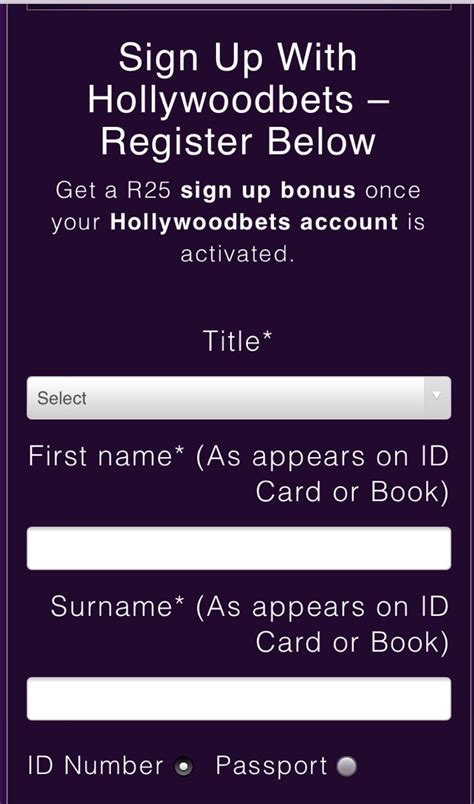 How To Register A New User Account On Hollywoodbets