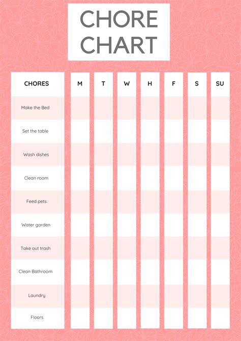 monthly chore chart  adults shockwavetherapyeducation