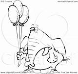 Elephant Balloons Holding Coloring Template Pages sketch template