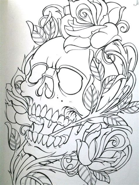 roses skull skull  roses skull coloring pages skulls drawing