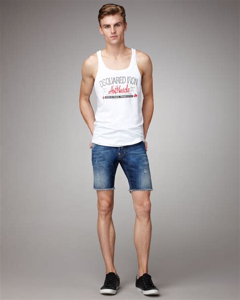 lyst dsquared cool guy denim shorts  blue  men